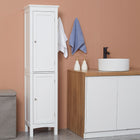 Kleankin Tall Bathroom Storage Cabinet with Adjustable Shelves - White-Slim, compact design is space-saving, ideal for limited space