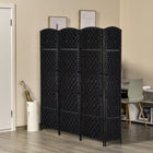 HOMCOM 4 Panels Hand-Woven Freestanding Room Divider for Home Office - Black-Folding design with four panels, easy to create a new look and space-saving to store
 