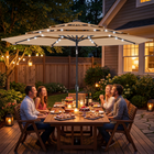 Outsunny Patio Umbrella with Solar Lights and Cover - 9.3' - Khaki-Includes 32 solar LED beads, creating a romantic ambiance for evening gatherings