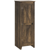 HOMCOM 48" H Kitchen Pantry Cabinet with Barn Door - Brown Wood Grain-Four-tier layout maximizes vertical storage 