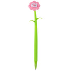 Merangue Flower Animal Face Pen-Novelty pen with flower design and cute pig face topper