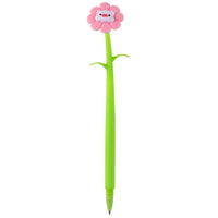 Merangue Flower Animal Face Pen-Novelty pen with flower design and cute pig face topper