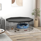 PawHut 24" H Foldable 8 Panel Dog Playpen with Top Cover - Black-Easy assembly and storage for convenient portability 