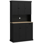 HOMCOM 71" H Buffet Cabinet with Hutch, Kitchen Pantry and Drawer - Black-A drawer with smooth metal glides allows you to store napkins and cutlery with ease 