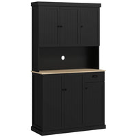 HOMCOM 71" H Buffet Cabinet with Hutch, Kitchen Pantry and Drawer - Black-A drawer with smooth metal glides allows you to store napkins and cutlery with ease 