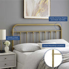 Modway Sage Metal King Headboard - Gold-Powder Coated Iron Construction