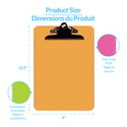 Davis Group Transparent Plastic Clipboards with Standard Metal Clip - 9" W x 12" H - Assorted Fashion Colours - 6 Pack-Retractable hanging loop lets you hang clipboard