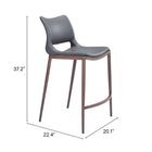 Zuo Ace Counter Stool - Dark Grey/Walnut - Set of 2-7