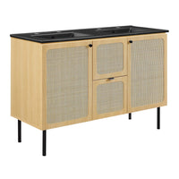 Modway Chaucer 48" Double Sink Bathroom Vanity - Oak/Black-MDF and Particleboard