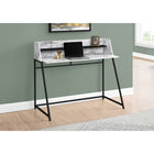 Monarch Specialties 7549 48" Computer Desk - White Marble-Look/Black Metal-Sturdy metal base in a black finish provides stability and features trapezoid-shaped legs for a sleek, contemporary look