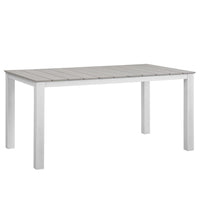 Modway Maine 63" Outdoor Patio Dining Table - White Light Grey-Modern Outdoor Dining Table