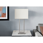 Monarch Specialties 28" H Contemporary Table Lamp - Nickel Metal / Ivory / Cream Shade-Stay connected and powered up with the integrated USB port included in the sturdy square metal base, making it easy to charge your devices while brightening your end or side table, nightstand, or console