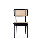 Manhattan Comfort Giverny 18.11" Industry Chic Dining Chair - Black and Natural Cane - Set of 4-Seat Made from Natural Cane