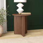 Hudson&Canal Anders 20"W Round Side Table - Satin Walnut-Clean with a soft, dry cloth and no harsh chemicals or abrasive cleaning materials