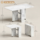 HOMCOM Drop Leaf Folding Dining Table with 2-Tier Shelves & Rolling Casters for 2-4 - Marble White-Two shelves mean discreet storage