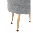 Manhattan Comfort Bailey 18.11" Mid-Century Modern Polyester Blend Upholstered Ottoman - Grey with Gold Legs-Stylish Splayed Gold Stainless Steel Legs