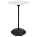 Modway Lippa 28" Round Faux Marble Bar Table - Black White-Modern bar table