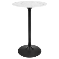 Modway Lippa 28" Round Faux Marble Bar Table - Black White-Modern bar table
