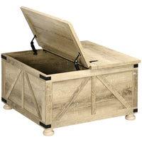 HOMCOM Coffee Table with Flip Top Hidden Storage - Oak-Barn-panelled farmhouse style fits for living room, office, or apartment