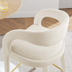 Modway Pinnacle Performance Velvet Bar Stool - Ivory Gold - Set of 2-Non-Marking Foot Pins