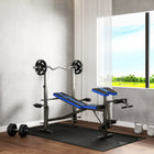 Soozier Adjustable Weight Workout Bench with Leg Extension - Blue & Black-Solid chip resistant weight bench in superior strength can hold up to 330lbs
 