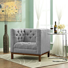 Modway Panache Upholstered Fabric Armchair - Expectation Grey-Plastic Foot Glides