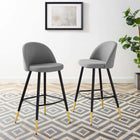 Modway Cordial Fabric Bar Stools - Light Gray - Set of 2-Polyester Fabric Upholstery