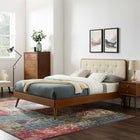 Modway Bridgette Wood Full Platform Bed with Splayed Legs - Walnut Beige-Wood, MDF, and Veneer Construction