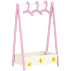 Qaba Kids Clothing Rack with Storage & Hangers - Pink-Multi-purpose storage with hanging rail and bottom shelf for toys and shoes  
