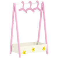 Qaba Kids Clothing Rack with Storage & Hangers - Pink-Multi-purpose storage with hanging rail and bottom shelf for toys and shoes  
