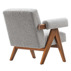 Modway Lyra Boucle Fabric Armchair - Light Grey-Non-Marking Feet