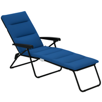Outsunny Folding Lounge Chair with Cushion - Adjustable Back - Blue-Suitable for outdoor park, garden, patio, poolside, conservatory, beach, and more