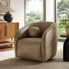 Modway Holland Swivel Vegan Leather Armchair - Mushroom-Ball Accent Pillows