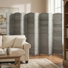 HOMCOM 8 Panel Hand-Woven Freestanding Room Divider for Bedroom - Mixed Grey-Materials: Polypropylene, Pine Wood 
