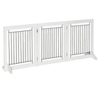 PawHut Folding Freestanding Pet Gate with 2 Support Feet - White-Made of MDF and steel for sturdiness 