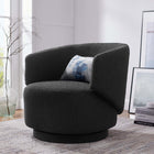 Modway Celestia Boucle Fabric Swivel Chair - Black-360º Swivel Base