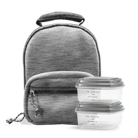 Fit + Fresh Kamden Machine-Washable Lunch Kit - Charcoal Heather-Premium Material: This lunch bag for kids is made of soft protective neoprene material, which is thick, waterproof, non-toxic, PVC-free and food safe - neoprene is self insulating to keep your food warm or cold