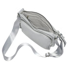 Nicci Ladies Crossbody Bag with Front Zipper Pocket - Light Grey-Inside zipper pocket and cell phone pocket