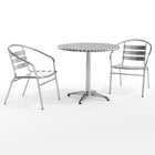 Flash Furniture 31.5'' Round Aluminum Indoor/Outdoor Table with 2 Slat-Back Chairs (TLH32RD017BCHR2)-Aluminum, aluminum, plastic, stainless steel