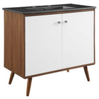 Modway Transmit 36" Bathroom Vanity - Walnut/Black-Mid-Century Modern Vanity