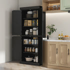 HOMCOM 72.5" H Freestanding 4-Door Kitchen Pantry Cabinet - Black-Two adjustable shelves allow easy storage of oversized items without worrying about their fit 