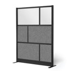 Luxor Modular Wall - 53" W x 70" H - Segmented Black Frame, Frosted Acrylic, Cool Grey PET-Creates semi permanent privacy in shared spaces