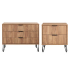 Manhattan Comfort DUMBO Modern 2-Drawer Nightstand and 3-Drawer Dresser Set - Golden Brown-Modern-Contemporary with a taste of Glam Bedroom Dresser Set. Includes 1 Standard Dresser and 1 Nightstand 2.0.