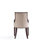 Manhattan Comfort Fifth Avenue 22.5" Traditional Faux Leather and Velvet Upholstered Dining Armchair - Tan-Delivered to you Fully Assembled! No Assembly Required