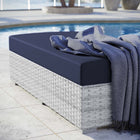 Modway Convene Outdoor Patio Rectangular Ottoman - Light Grey/Navy-Machine Washable Cushion Covers