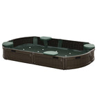 Outsunny Outdoor Kids Long Oval Sandbox with Cover and Seat - 72" x 41.3" - Brown-Equipped with four semicircular seat boards, allowing kids to have a place to sit 