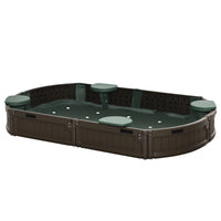 Outsunny Outdoor Kids Long Oval Sandbox with Cover and Seat - 72" x 41.3" - Brown-Equipped with four semicircular seat boards, allowing kids to have a place to sit 