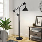 Hudson&Canal Descartes Pulley System Floor Lamp with Metal Shade - Blackened Bronze/Blackened Bronze-Includes a 8 ft. cord with rotary socket switch