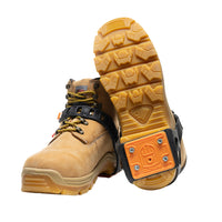 Impacto Heel Traction Steel Ice Cleats - One Size - Orange with Black Straps - 1 Pair-Made of proprietary Thermo Plastic Elastometer (TPE) that performs to -45 degrees.
