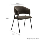 Modway Nella Upholstered Heathered Chenille Dining Chairs - Java/Black - 2 Pack-Barrel Backrest